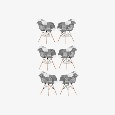 The Range Chrono Patchwork Eiffel Dining Chair, Set of 6 - Multi-Coloured