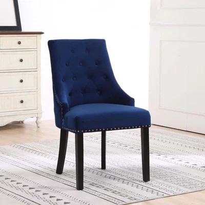 The Range Neo Studded Velvet Dining Chair  - Midnight Blue