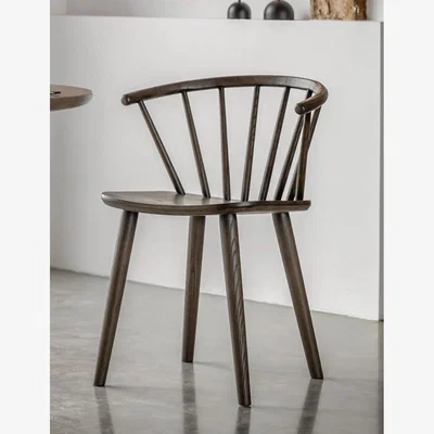 Rose & Grey Albie Curved Back Wooden Dining Chair - Smoked