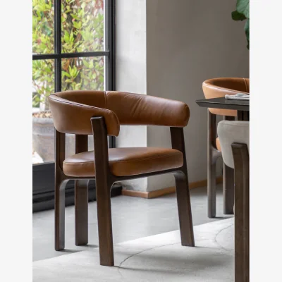 Rose & Grey Como Dining Chair Brown Leather