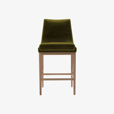 Sofa.com Nearly New Basil Bar Stool in Olive Cotton Matt Velvet - sofa.com