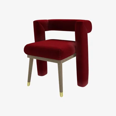 Sofa.com Fonda Dining Chair in Claret Pure Cotton Matt Velvet - sofa.com