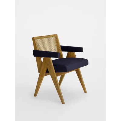 Soho Home Hayward Dining Chair With Arms, Indigo Linen UK