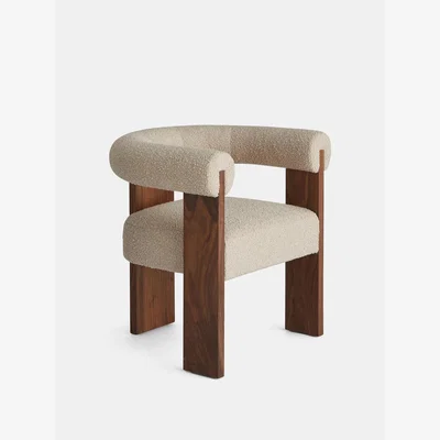 Soho Home Eldon Dining Chair, Walnut, Boucle
