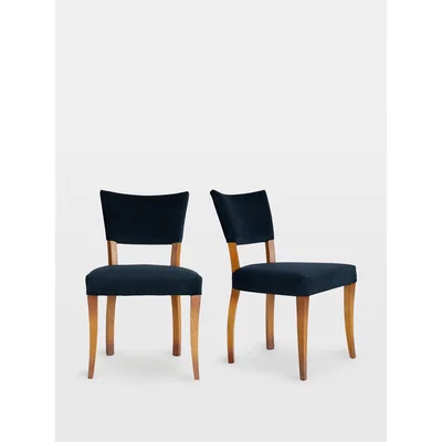 Soho Home Pair of Molina Dining Chairs all upholstered Plush Velvet- Indigo UK