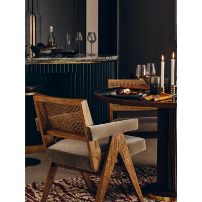 Soho Home Hayward Dining Chair With Arms, Fern Velvet UK