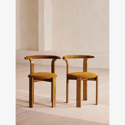 Soho Home Pair of Zita Dining Chairs, Boucle, Mustard