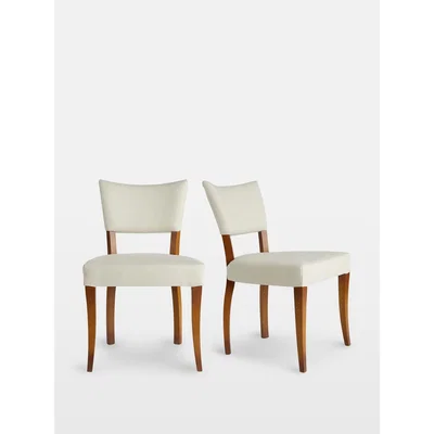Soho Home Pair of Molina Dining Chairs all upholstered Slubby Linen-Natural UK