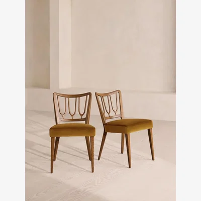 Soho Home Pair of Leonie Armless Dining Chairs, Velvet, Mustard UK