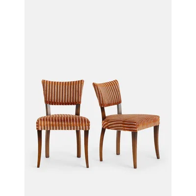 Soho Home Pair Of Molina Dining Chairs, Pierre Frey Velvet Lines, Tuile, UK