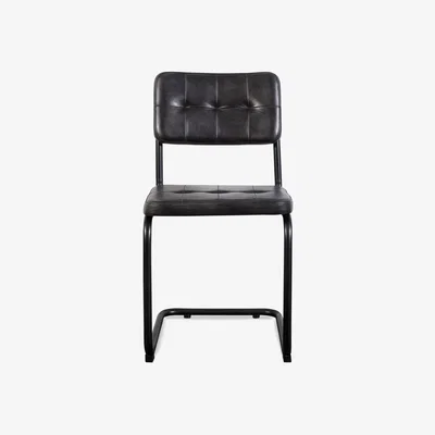 Sazy Knox Leather Dining Chair, Black