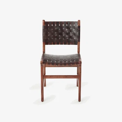 Sazy Pomero Woven Leather Dining Chair, Brown