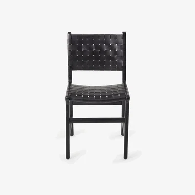 Sazy Pomero Woven Leather Dining Chair, Black