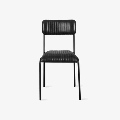 Sazy Basil Pleated Leather Dining Chair, Black