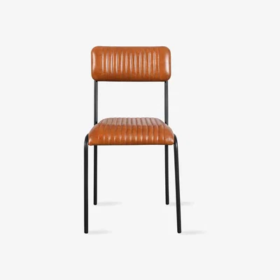 Sazy Basil Pleated Leather Dining Chair, Tan