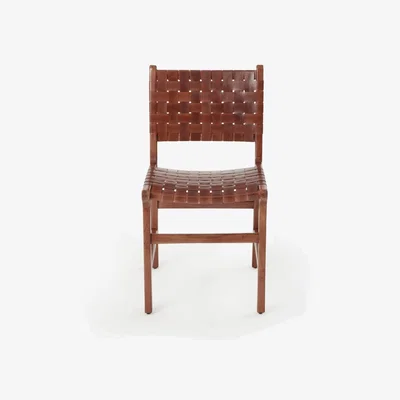 Sazy Pomero Woven Leather Dining Chair, Tan