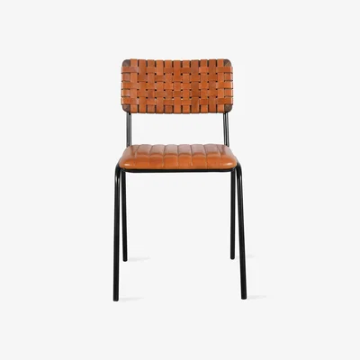 Sazy Algar Woven Leather Dining Chair, Tan