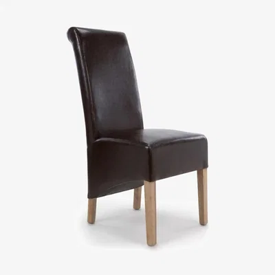 Teddy Beau Shankar Krista Roll Back Bonded Leather Brown Dining Chair (2pk)