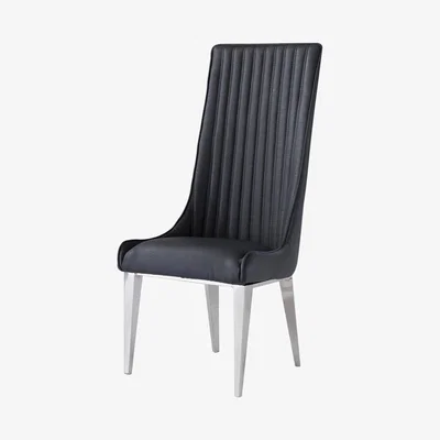 Teddy Beau Deco Home Josephine Grey Faux Leather And Chrome Dining Chair / Chrome