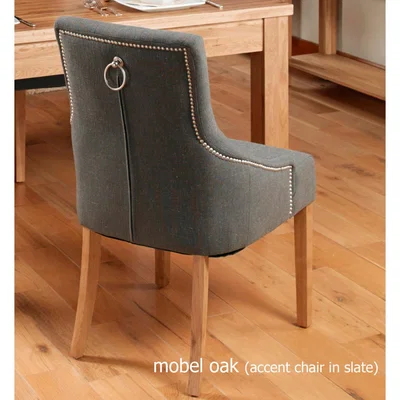 Teddy Beau Baumhaus Oak Accent Upholstered Dining Chair - Slate (Pack Of Two)