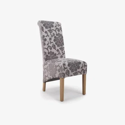 Teddy Beau Shankar Krista Roll Back Baroque Velvet Mink Dining Chair (2pk)