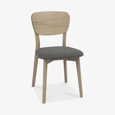 Teddy Beau Bentley Dansk Cold Steel Fabric Veneer Back Scandi Oak Dining Chairs