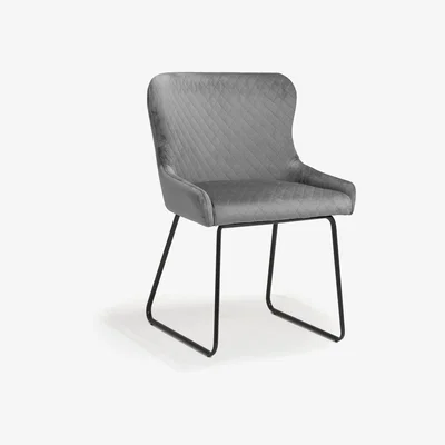 Teddy Beau Shankar Galway Brushed Velvet Grey Dining Chair (2pk)