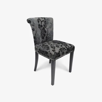Teddy Beau Shankar Sandringham Baroque Velvet Charcoal Accent Chair (2pk)