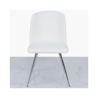 Teddy Beau Deco Home White Faux Leather Dining Chair With Chrome Legs