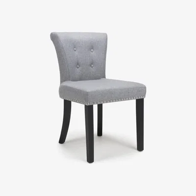 Teddy Beau Shankar Sandringham Linen Effect Silver Grey Accent Chair (2pk)
