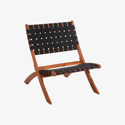 Teddy Beau Teddy's Collection Ellis Folding Woven Acacia Black Dining Chair