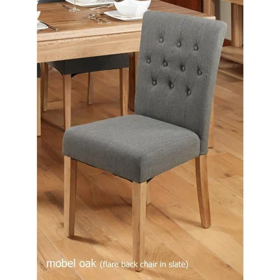 Teddy Beau Baumhaus Oak Flare Back Upholstered Dining Chair - Slate (Pack of Two)