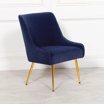Teddy Beau Maison Reproductions Velvet Dining Chair / Blue