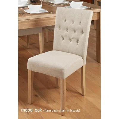 Teddy Beau Baumhaus Oak Flare Back Upholstered Dining Chair - Biscuit (Pack of Two)