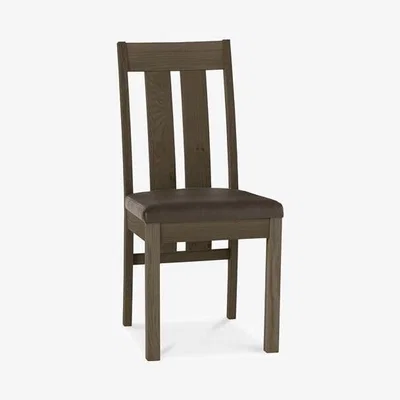 Teddy Beau Bentley Turin Slatted Bonded Leather Dark Oak Dining Chairs