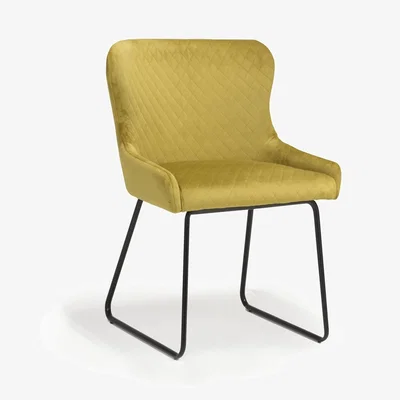 Teddy Beau Shankar Galway Brushed Velvet Mustard Dining Chair (2pk)