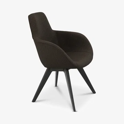 Tom Dixon Tom Dixon - Scoop Chair High Back Black Oak Leg Micro Boucle 0606