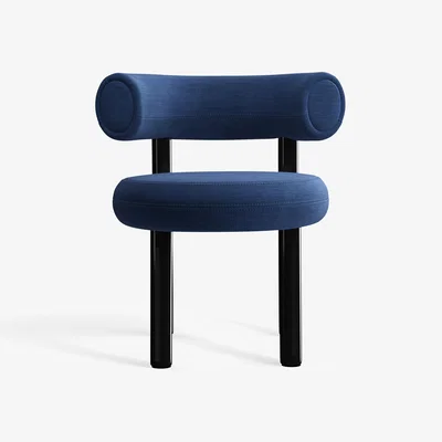 Tom Dixon Tom Dixon - Fat Black Steel Dining Chair - Indigo (Linara 2494 30)