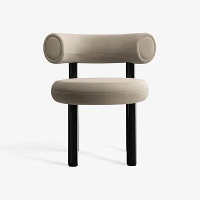 Tom Dixon Tom Dixon - Fat Black Steel Dining Chair - Clay (Linara 2494 93)