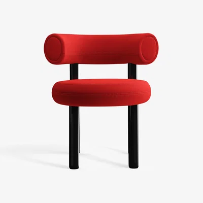 Tom Dixon Tom Dixon - Fat Black Steel Dining Chair - Orange Red (Kvadrat Hero 2 0552)