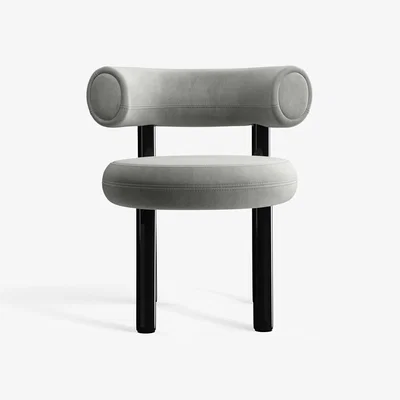 Tom Dixon Tom Dixon - Fat Black Steel Dining Chair - Silver (Royal 125)