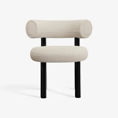 Tom Dixon Tom Dixon - Fat Black Steel Dining Chair - Bright White (Kvadrat Elle 0200)