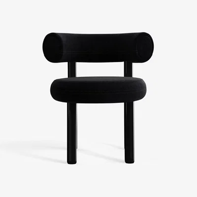 Tom Dixon Tom Dixon - Fat Black Steel Dining Chair - Black (Kvadrat Gentle 0193)