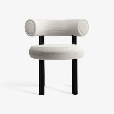 Tom Dixon Tom Dixon - Fat Black Steel Dining Chair - Ivory (Alpine 101)