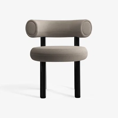 Tom Dixon Tom Dixon - Fat Black Steel Dining Chair - Grey (Kvadrat Hero 2 0212)