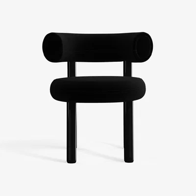 Tom Dixon Tom Dixon - Fat Black Steel Dining Chair - Black (Kvadrat Hero 2 0192)