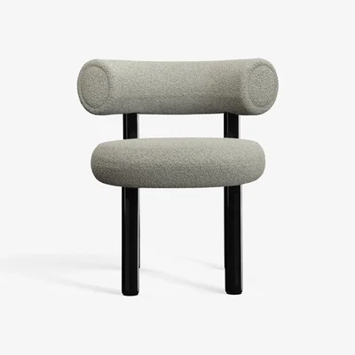 Tom Dixon Tom Dixon - Fat Black Steel Dining Chair - Grey White (Kvadrat Elle 0230)