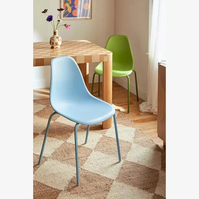 Urban Outfitters Sanna Blue Plastic Chair - Blue L: 47.5cm x W: 51.3cm x H: 82.5cm at Urban Outfitters