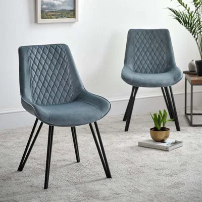 Woods Furniture Chase Light Blue Velvet Dining Chairs Set of 2