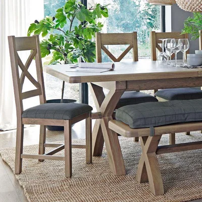 Woods Furniture Hudson Cross Back Dining Chair - Grey Check